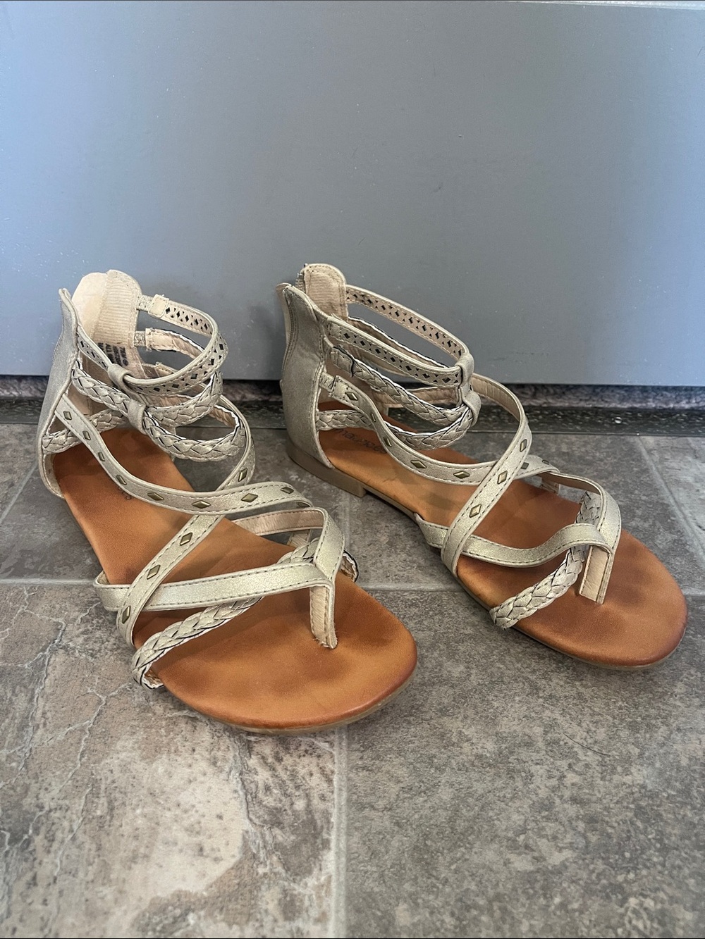 Maurice’s Neutral Braided Strappy Gladiator Sandals - Women